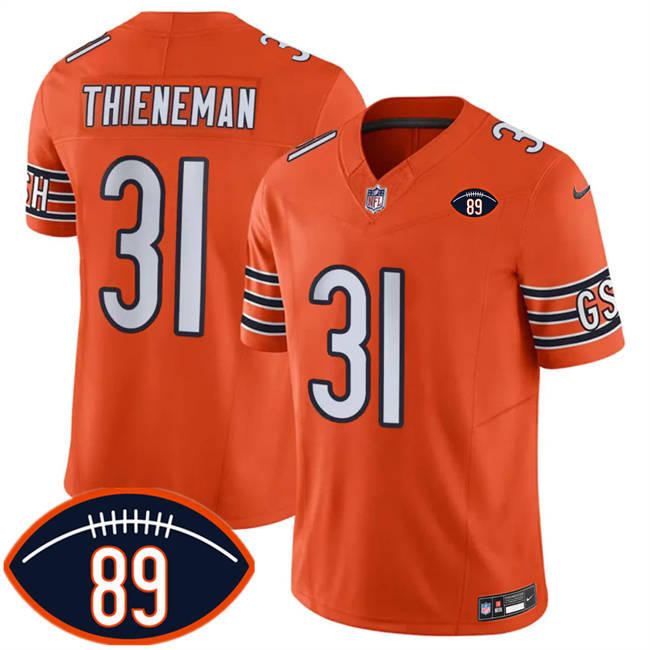 Men's Orange Chicago Bears #31 Dillon Thieneman 2026 F.U.S.E. With Mike Ditka 89 Patch Vapor Untouchable Limited Stitched Football Jersey